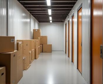 Espace de stockage sécurisé avec cartons et mobilier